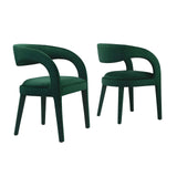 Modway Furniture Pinnacle Performance Velvet Dining Chair Set of Two Green 23 x 21.5 x 32