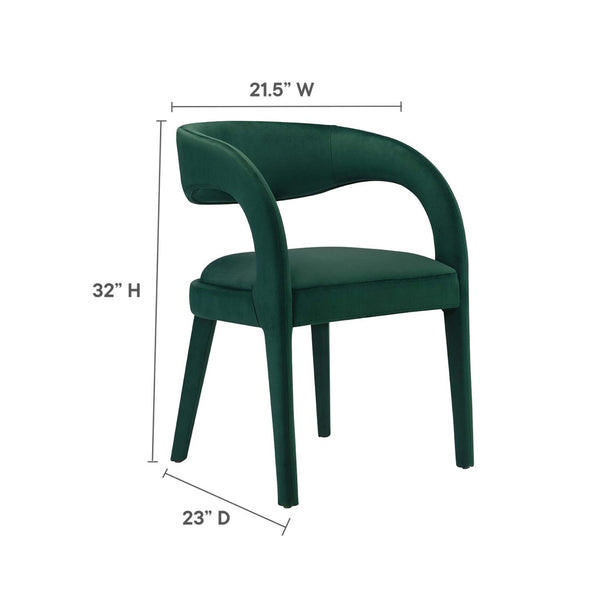 Modway Furniture Pinnacle Performance Velvet Dining Chairs Set of 2 - Elegant, Stain-Resistant Comfort for Your Space Green EEI-6563-GRN
