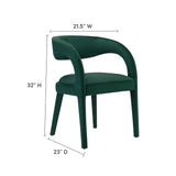 Modway Furniture Pinnacle Performance Velvet Dining Chair Set of Two Green 23 x 21.5 x 32