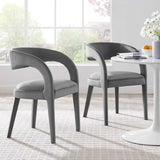 Modway Furniture Pinnacle Performance Velvet Dining Chair Set of Two Gray 23 x 21.5 x 32