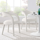 Modway Furniture Pinnacle Performance Velvet Dining Chair Set of Two Ivory 23 x 21.5 x 32