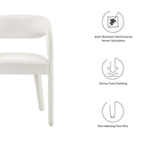 Modway Furniture Pinnacle Performance Velvet Dining Chair Set of Two Ivory 23 x 21.5 x 32