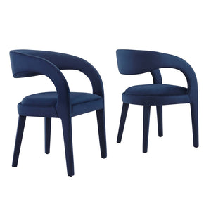 Modway Furniture Pinnacle Performance Velvet Dining Chairs Set of 2 - Elegant, Stain-Resistant Comfort for Your Space Midnight Blue EEI-6563-MID