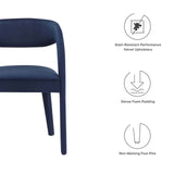 Modway Furniture Pinnacle Performance Velvet Dining Chair Set of Two Midnight Blue 23 x 21.5 x 32