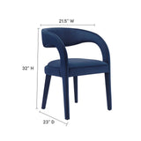 Modway Furniture Pinnacle Performance Velvet Dining Chair Set of Two Midnight Blue 23 x 21.5 x 32