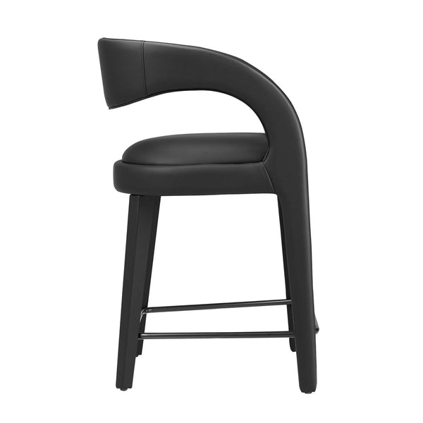 Modway Furniture Pinnacle Vegan Leather Counter Stool Set of 2 - Stylish Comfort for Modern Kitchen & Bar Spaces Black Black EEI-6564-BLK-BLK