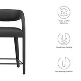 Modway Furniture Pinnacle Vegan Leather Counter Stool Set of Two Black Black 21 x 20.5 x 34