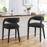 Modway Furniture Pinnacle Boucle Upholstered Counter Stool Set of Two Black Silver 21 x 20.5 x 34