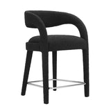 Modway Furniture Pinnacle Boucle Upholstered Counter Stool Set of Two Black Silver 21 x 20.5 x 34