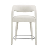 Modway Furniture Pinnacle Boucle Upholstered Counter Stool Set of Two Ivory Silver 21 x 20.5 x 34