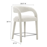 Modway Furniture Pinnacle Boucle Upholstered Counter Stool Set of Two Ivory Silver 21 x 20.5 x 34