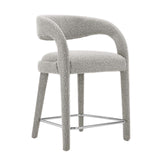 Modway Furniture Pinnacle Boucle Upholstered Counter Stool Set of Two Taupe Silver 21 x 20.5 x 34