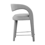 Modway Furniture Pinnacle Performance Velvet Counter Stool Set of Two Gray Silver 21 x 20.5 x 34