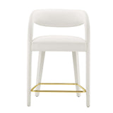 Modway Furniture Pinnacle Performance Velvet Counter Stool Set of Two Ivory Gold 21 x 20.5 x 34