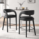 Modway Furniture Pinnacle Vegan Leather Bar Stool Set of Two Black Black 21 x 20.5 x 39.5