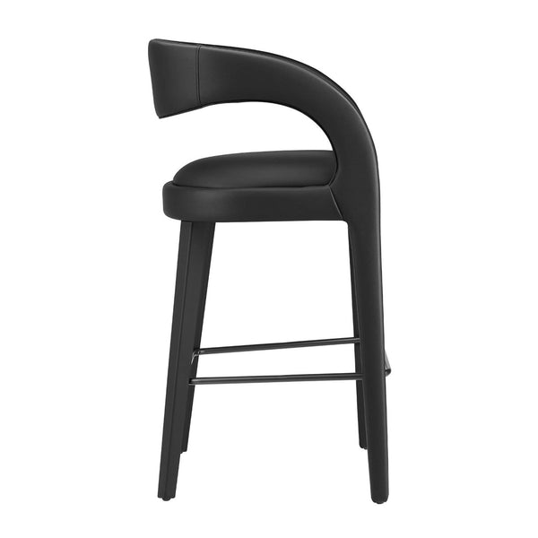 Modway Furniture Pinnacle Vegan Leather Bar Stool Set of 2 - Modern Comfort, Durable Design & Easy Assembly in Black EEI-6567-BLK-BLK