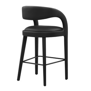 Modway Furniture Pinnacle Vegan Leather Bar Stool Set of 2 - Modern Comfort, Durable Design & Easy Assembly in Black EEI-6567-BLK-BLK