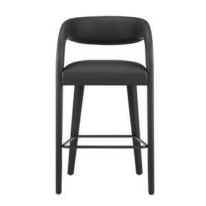 Modway Furniture Pinnacle Vegan Leather Bar Stool Set of 2 - Modern Comfort, Durable Design & Easy Assembly in Black EEI-6567-BLK-BLK