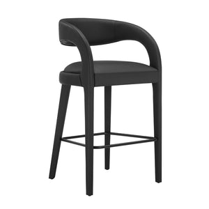 Modway Furniture Pinnacle Vegan Leather Bar Stool Set of 2 - Modern Comfort, Durable Design & Easy Assembly in Black EEI-6567-BLK-BLK