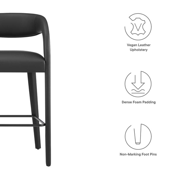 Modway Furniture Pinnacle Vegan Leather Bar Stool Set of 2 - Modern Comfort, Durable Design & Easy Assembly in Black EEI-6567-BLK-BLK