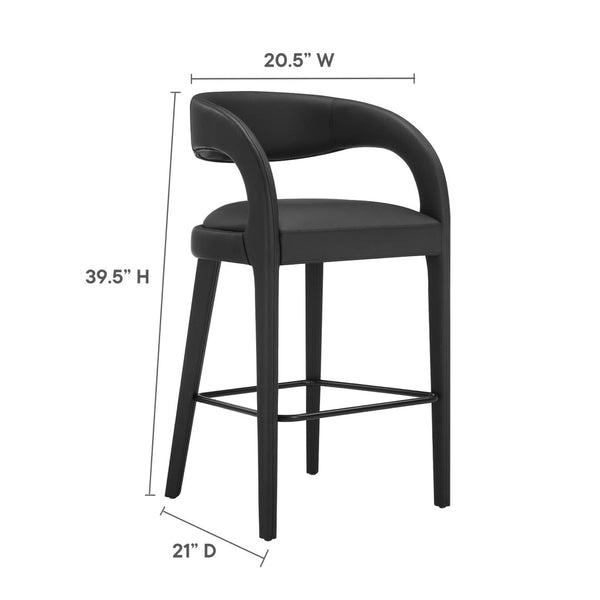 Modway Furniture Pinnacle Vegan Leather Bar Stool Set of 2 - Modern Comfort, Durable Design & Easy Assembly in Black EEI-6567-BLK-BLK