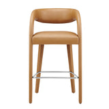 Modway Furniture Pinnacle Vegan Leather Bar Stool Set of Two Tan Silver 21 x 20.5 x 39.5