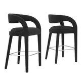 Modway Furniture Pinnacle Boucle Upholstered Bar Stool Set of Two Black Silver 21 x 20.5 x 39.5