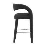 Modway Furniture Pinnacle Boucle Upholstered Bar Stool Set of Two Black Silver 21 x 20.5 x 39.5