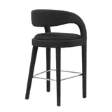 Modway Furniture Pinnacle Boucle Upholstered Bar Stool Set of Two Black Silver 21 x 20.5 x 39.5