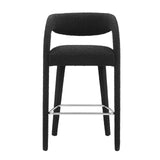 Modway Furniture Pinnacle Boucle Upholstered Bar Stool Set of Two Black Silver 21 x 20.5 x 39.5