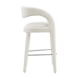 Modway Furniture Pinnacle Boucle Upholstered Bar Stool Set of Two Ivory Silver 21 x 20.5 x 39.5