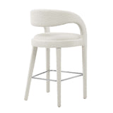 Modway Furniture Pinnacle Boucle Upholstered Bar Stool Set of Two Ivory Silver 21 x 20.5 x 39.5