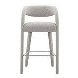 Modway Furniture Pinnacle Boucle Upholstered Bar Stool Set of Two Taupe Silver 21 x 20.5 x 39.5