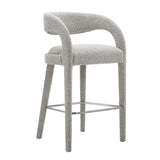 Modway Furniture Pinnacle Boucle Upholstered Bar Stool Set of Two Taupe Silver 21 x 20.5 x 39.5