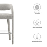 Modway Furniture Pinnacle Boucle Upholstered Bar Stool Set of Two Taupe Silver 21 x 20.5 x 39.5