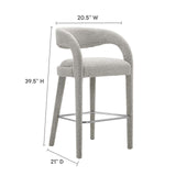 Modway Furniture Pinnacle Boucle Upholstered Bar Stool Set of Two Taupe Silver 21 x 20.5 x 39.5