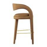 Modway Furniture Pinnacle Performance Velvet Bar Stool Set of Two Brown Gold 21 x 20.5 x 39.5