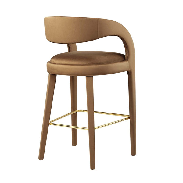 Modway Furniture Pinnacle Performance Velvet Bar Stool Set of 2 – Modern Brown Gold Design for Style & Comfort EEI-6569-BRN-GLD