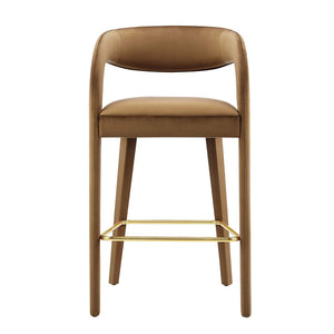 Modway Furniture Pinnacle Performance Velvet Bar Stool Set of 2 – Modern Brown Gold Design for Style & Comfort EEI-6569-BRN-GLD
