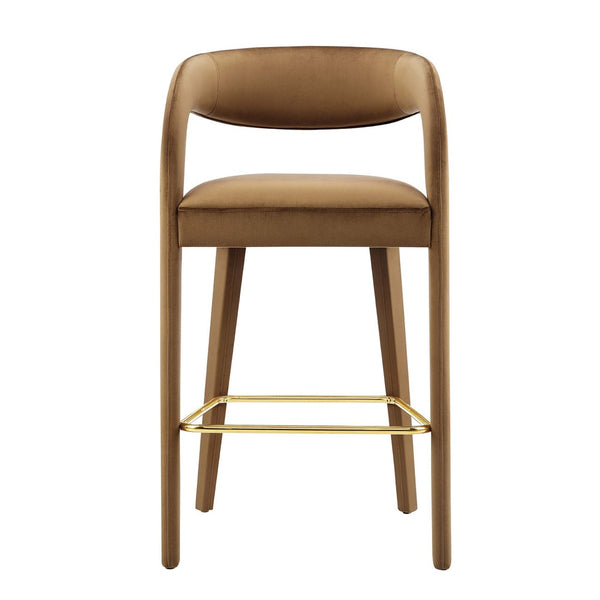 Modway Furniture Pinnacle Performance Velvet Bar Stool Set of 2 – Modern Brown Gold Design for Style & Comfort EEI-6569-BRN-GLD