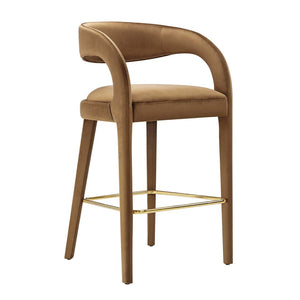 Modway Furniture Pinnacle Performance Velvet Bar Stool Set of 2 – Modern Brown Gold Design for Style & Comfort EEI-6569-BRN-GLD