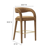 Modway Furniture Pinnacle Performance Velvet Bar Stool Set of Two Brown Gold 21 x 20.5 x 39.5