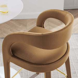 Modway Furniture Pinnacle Performance Velvet Bar Stool Set of 2 – Modern Brown Gold Design for Style & Comfort EEI-6569-BRN-GLD