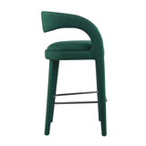 Modway Furniture Pinnacle Performance Velvet Bar Stool Set of Two Green Black 21 x 20.5 x 39.5