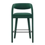 Modway Furniture Pinnacle Performance Velvet Bar Stool Set of Two Green Black 21 x 20.5 x 39.5