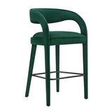 Modway Furniture Pinnacle Performance Velvet Bar Stool Set of Two Green Black 21 x 20.5 x 39.5