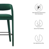 Modway Furniture Pinnacle Performance Velvet Bar Stool Set of Two Green Black 21 x 20.5 x 39.5