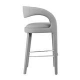 Modway Furniture Pinnacle Performance Velvet Bar Stool Set of Two Gray Silver 21 x 20.5 x 39.5