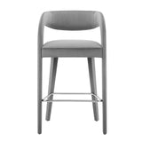 Modway Furniture Pinnacle Performance Velvet Bar Stool Set of Two Gray Silver 21 x 20.5 x 39.5