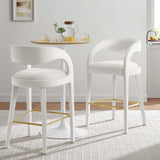 Modway Furniture Pinnacle Performance Velvet Bar Stool Set of Two Ivory Gold 21 x 20.5 x 39.5